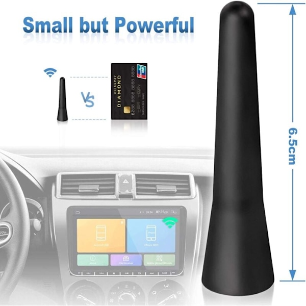 AUTOPARTS Universal 65mm Kort Bilantenne Modifisert Karbonfiberstil Svart