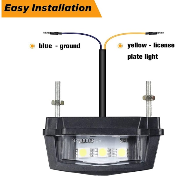 PC Motorsykkel Skiltlys, 12V Universelt Motorsykkel LED Baklys Skiltlampe, Hvitt Lys