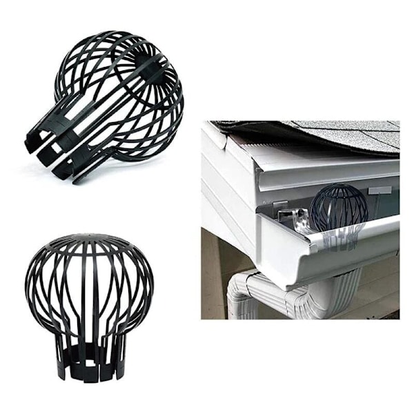 Takrännsfilter, praktiskt set om 4, plast, sil, skydd, vattenflöde, Ø 12 cm, svart