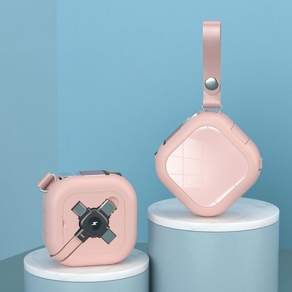 IC Högkvalitativ 3-i-1 Kreativ Vikbar Multifunktionell USB Snabbladdare Rosa