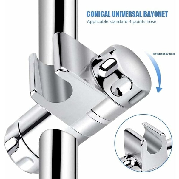 Utbytbar Handhållen Duschhållare, Duschmunstyckeshållare, Justerbar Duschklämma för Badrum Passar 25MM Duschstång, 19-22MM Duschmunstycke, ABS Krompläterad