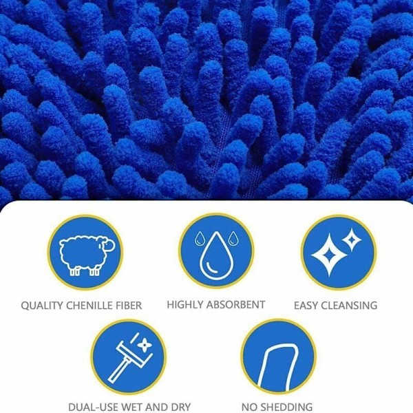 Stk. Bilvaskehandske, Chenille Mikrofiber Bilvask Rengøringshandsker Vandtæt Ridsefri Mikrofiber Bilvaskehandske til Bilrengøring (Blå, fra DEBU