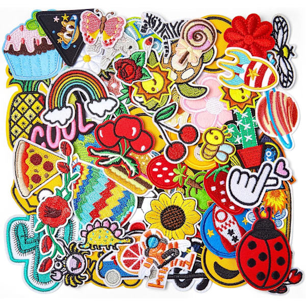 60 stryge-på patches - stof stryge-på patches til børn og A