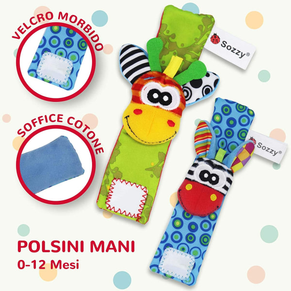 4 st Baby Handtag och strumpor, Handtag Klockremmar Skallror och strumpor Foot Finder Utvecklingsspel Present för småbarn Pojkar Flickor