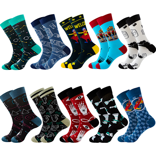 5 kpl pillerishakkinappula-miesten sukat Resident Evil -puolipitkät sukat punaviinisukat taskukello olutmerkki naisten sukat Bookshelf (5 pairs) 38~45 yards