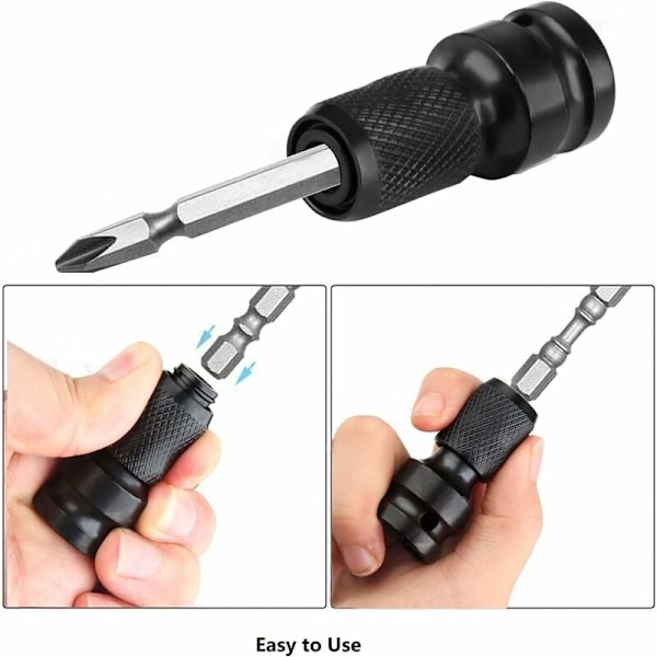 Hylsnyckeladapter, 1/2\" Fyrkant till 1/4\" Hex Hylsadapter, för Slagspärrnyckel och Skruvmejselbitshållare - 2 Stycken