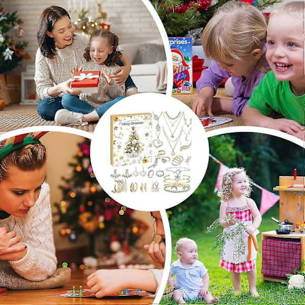 Smyckesadventskalender 2024, 24 Dagar Julnedräkning Adventskalender, Nedräkningskalender 2024, Trendig Smyckeset för Vuxna Kvinnor och Tonårsflickor
