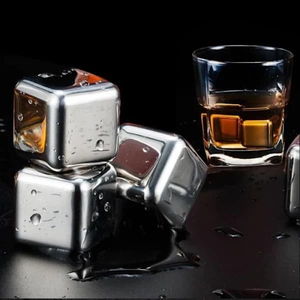 Återanvändbara whiskystenar i rostfritt stål 304 isbitar för whisky, öl och vin, 9-delat set