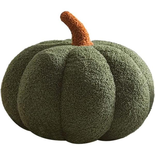IC 3D pumpe pute klem, myke gresskar plysjdyr leker, gresskar pute sofa pute gresskar for hjem dekorasjon Halloween (olivengrønn, 20,32 cm)