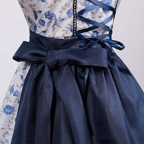 Oktoberfest Kostym Party Wear Cosplay Maid Wear V-ringad Klänning Blå blue L