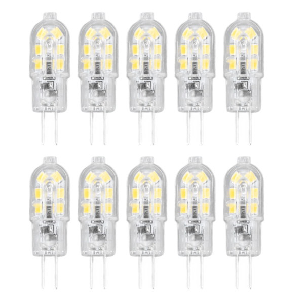 10 pcs G4 LED Bulb Brightness Dimmable High Color Rendering Transparent Shell Light Sources for Landscape Lighting DC 12V White Light 0.1