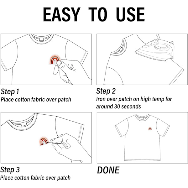 Stryge-på patches, 20 stk., stryge-på stoflabels, også velegnet til børn, til tekstiler, perfekt til at give dit tøj din egen stil