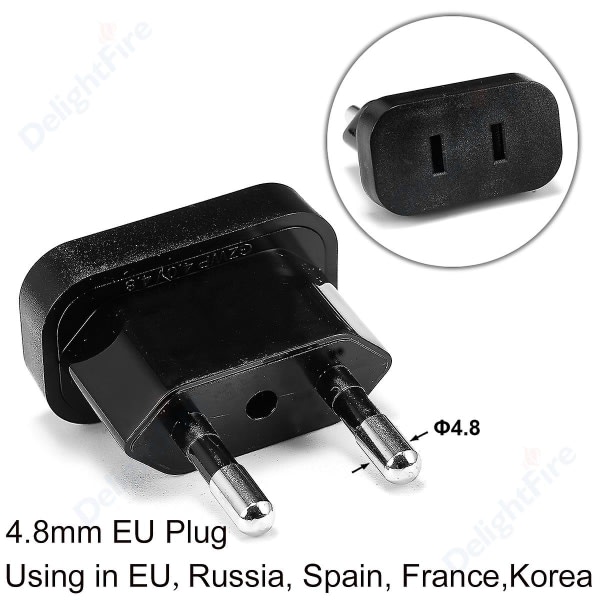 Us to Eu Plug Adapter Usa till Europrean Adapter Power Converter Reseadapter Usa Eu Converter Eluttag AC uttag 4.8mm svart 10st