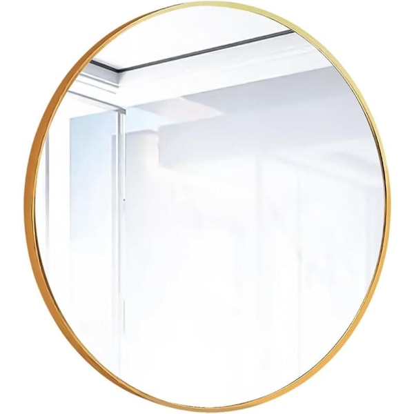 AIDUCHO Stort Gullfarget Rundt Veggspeil HD Glass i Gang, Baderom, Soverom, Leilighet, Gjestetoalett, 60cm