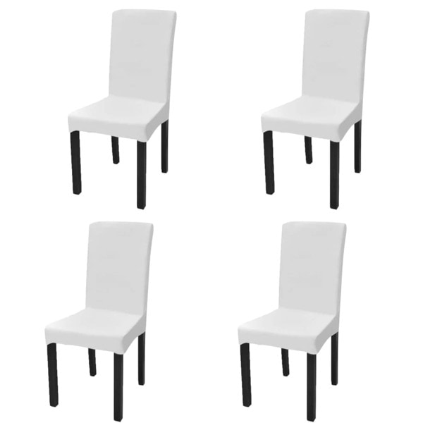 vidaXL Elastiska stolsöverdrag, raka, 4-pack, vita White Vit