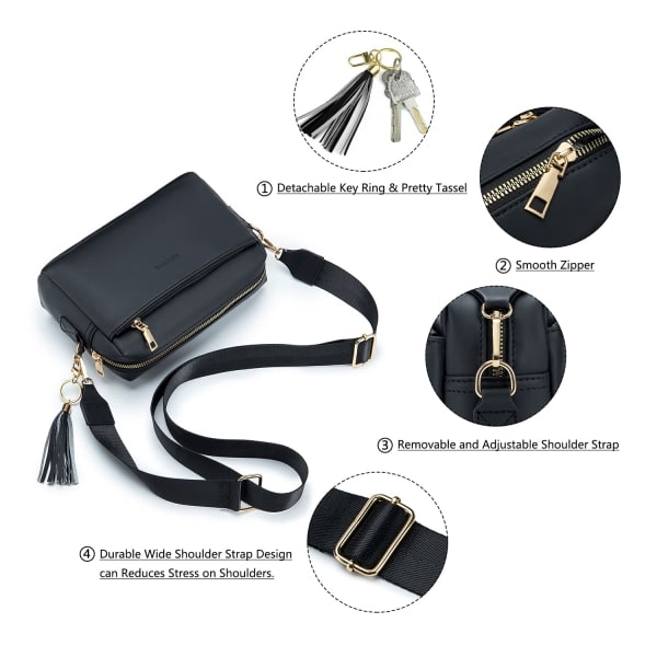 Naisten matkapuhelimen olkalaukku, crossbody-laukku, leveällä hihnalla varustettu käsilaukku