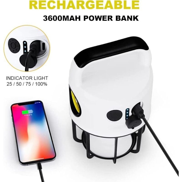 AIDUCHO Uppladdningsbar LED Campinglykta, Vattentät Utomhuslampa, Ultra Kraftfull USB Uppladdningsbar LED Ficklampa USB-kabel Ingår