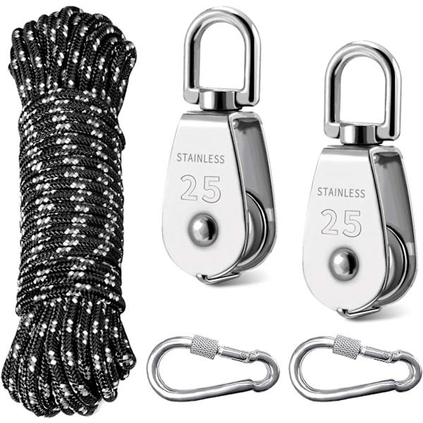 trissor, rostfritt stål trissa, vridbar trissa, lyfttrissor, enstaka trissa Black and white-m25-2 M25-2