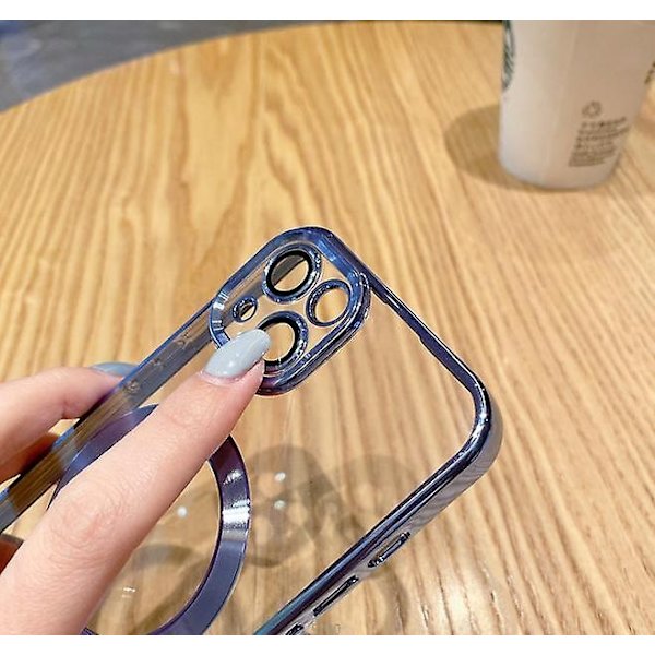 Transparent magnetisk telefoncover til iPhone 14 13 12 11 Mini Pro Max Plus med MagSafe Sort Black iPhone 13 Pro Max