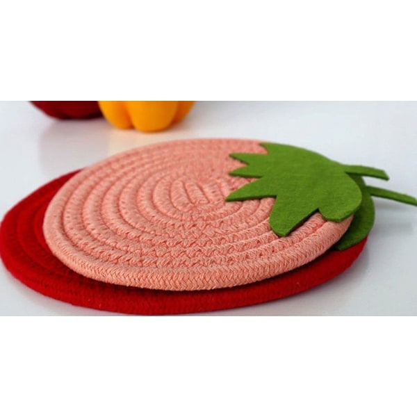 Set med 2 söta fruktiga rosa pumpaunderlägg, absorberande vävda kaffe
