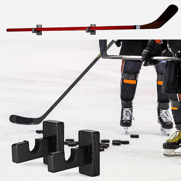 Hockey Stick Wall Mount Wooden Storage Rack 1 Pair