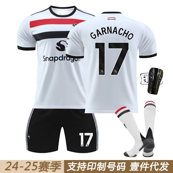 2425 Red Devils andre bortedrakt hvit fotballdraktsett 10 Rashford 37 Menou 17 Ghana Joe 7 C Ronaldo herre skjorte Mount No. 7 Sokker Mount No. 7 Socks twenty four#