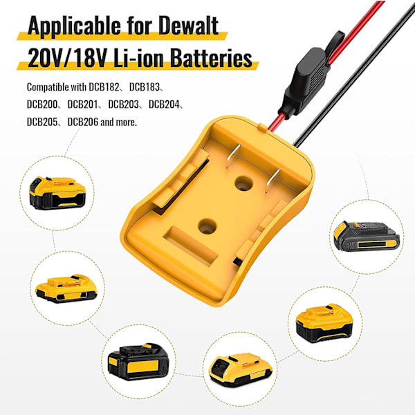 Power Wheels Adapter för Dewalt 20V Batteri Adapter, Power Wheels Batteri Konverteringskit med Säkringshållare och Kabelanslutningskontakt