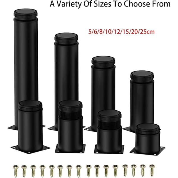 4pcs 15cm Black Adjustable Stainless Steel Furniture Legs