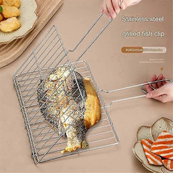 Platt Braai Grillgaller Rostfritt Stål Säker Mathållning för Utomhusgrillning Camping Matlagning Storlek S