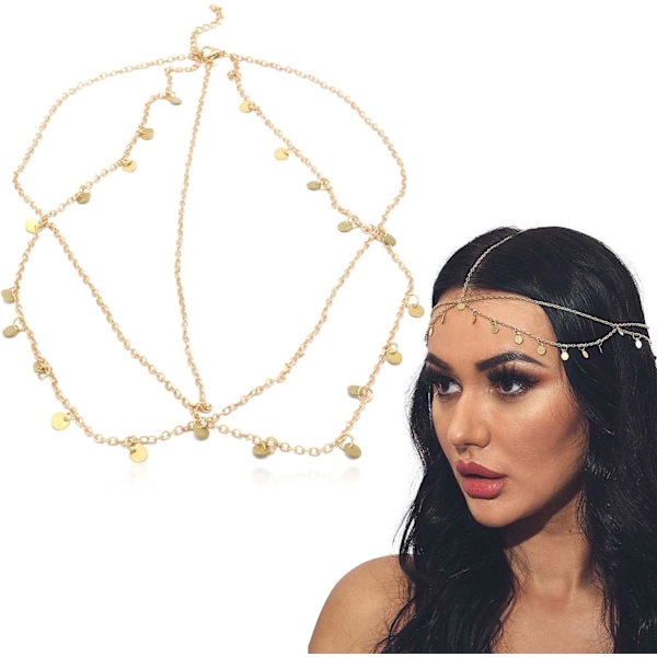 Boho kvast pandebånd, kvast kæde hårbånd, boho pandebånd hoved, damehovedbeklædning til festivaltilbehør bryllup halloween D
