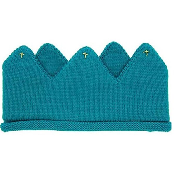 IC Baby Bursdag Krone Pannebånd Lue Kronestrikket Lue Hodeplagg Festluer Baby Dåp Dekorasjon-Blå