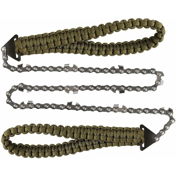 Portabel Kedjesåg Handsåg med Fallskärmslina Handtag Multifunktionell Nylon Verktygssats, Kabelsåg för Överlevnadsutrustning, Camping, Jakt. (65cm)