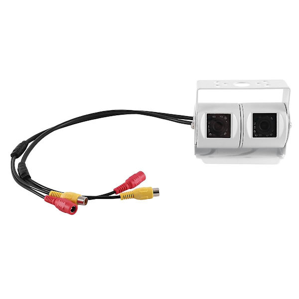 Bil Dual Lens Hvid Bakkamera RV Backup Kamera Twin Justerbar Vinkel Objektiv Bakkamera til Lastbil Bus