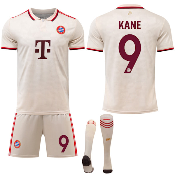 Bayern München Borta Fotbollströja Set för Barn och Vuxna 2024-2025 med Strumpor No.9 Kane No.9 Kane XS