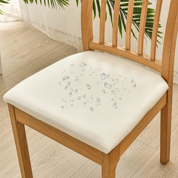 6-pack Waterproof PU Leather Chair Covers for Dining Chairs in Beige Beige
