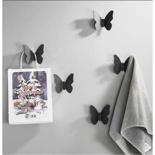 IC Dekorativ klædekrog, lille moderne sort messingophæng, Butterfly badehåndklædekrog, hattekroge Robekroge til entré, 2 stk