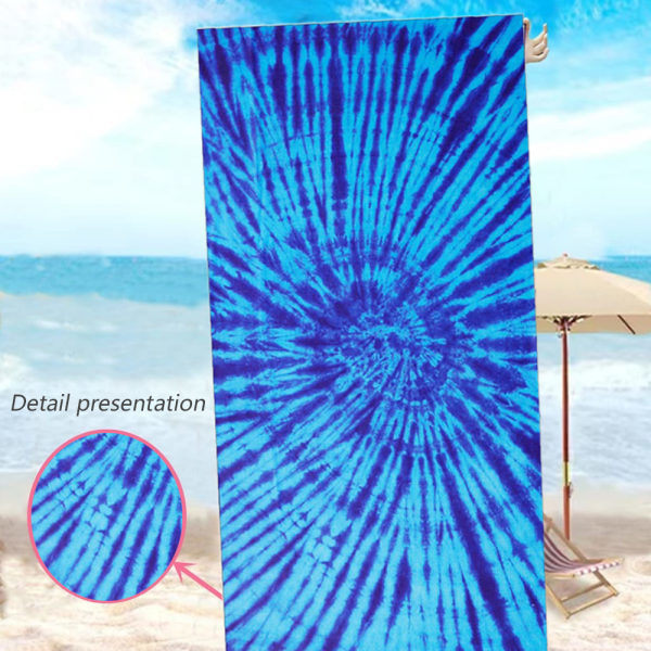 IC Strandhandduk Överdimensionerad 75*150 cm Sandfria handdukar, camping Blå batik