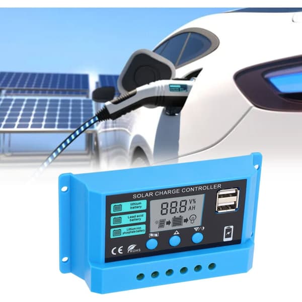 12V 24V Fotovoltaisk Solcellsladdningsregulator, Låg Effekt Adaptiv, LCD-Display, PWM Solcellsregulator, 10A Solpanelregulator, DUBUNS