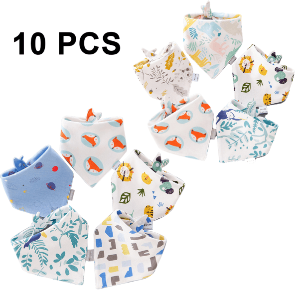 10-pack Baby Bandana - Fox Lion Combo + Early Autumn Elephant Combo