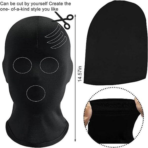 Sharharge 2 stk. sort helmaske Halloween spandex hætte maske Hovedbeskyttelse Ansigtsløs maske til unisex cosplay kostume
