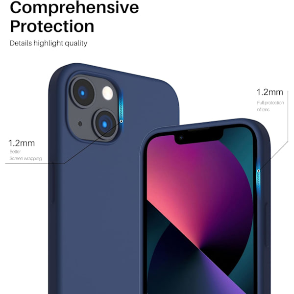 iPhone 13 Case, Liquid Silicone Case for 6.1 inch iPhone 13, Ultra-thin Case, Full Coverage Shockproof Protective Soft Case Navy blue Navy blue