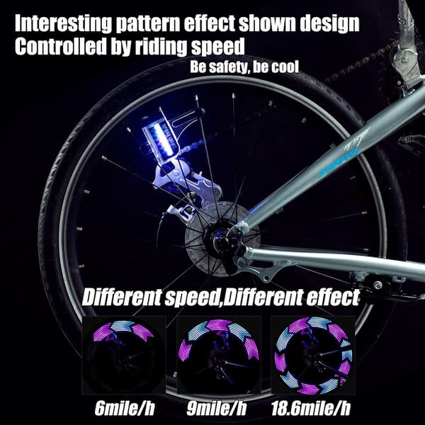 LED-sykkeleikerlys, 30 RGB-mønstre, bevegelsessensor, automatiske og manuelle moduser, vanntett 2-pakning for barn og voksne