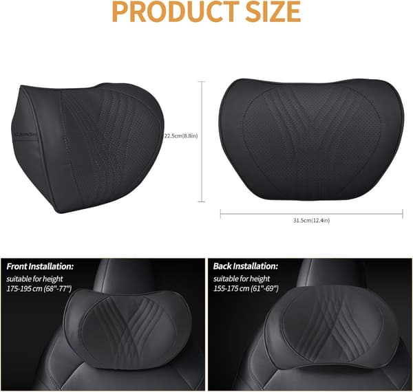 Bil nakkestøttepute, mykt minneskum, pustende ergonomisk design for sjåfører og kontorstoler, svart