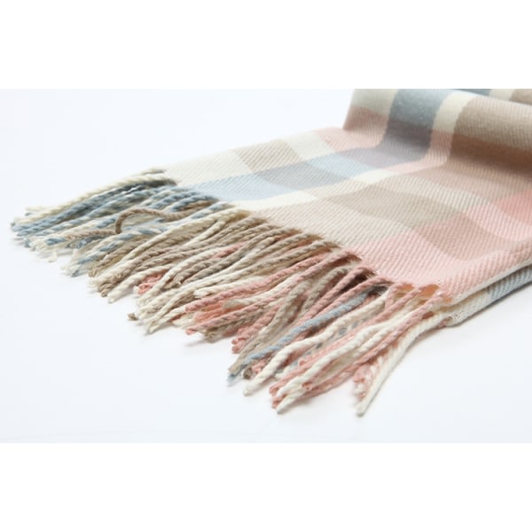 Vinterscarf för kvinnor Stor fyrkantig filtscarf, randigt mönster tofs Cape Återanvändbar - Rosa