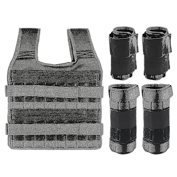Maximal belastning 15kg/35kg Justerbar västvikt Träningsvikt Lastning Klädstyrketräning Med 6kg Benvikt 5kg Armvikt (tom)