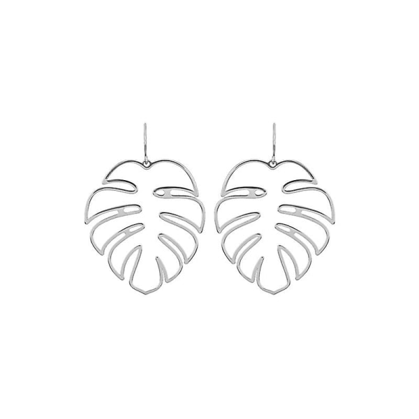 Personlighetsörhängen för kvinnor Geometriska ihåliga löv Örhängen Eleganta tillbehör Charmsmycken (5-e-0) Silver