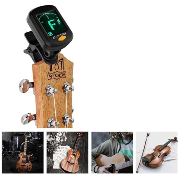 Klipstemmer til guitarer med clip tuners til guitar, bas og violin