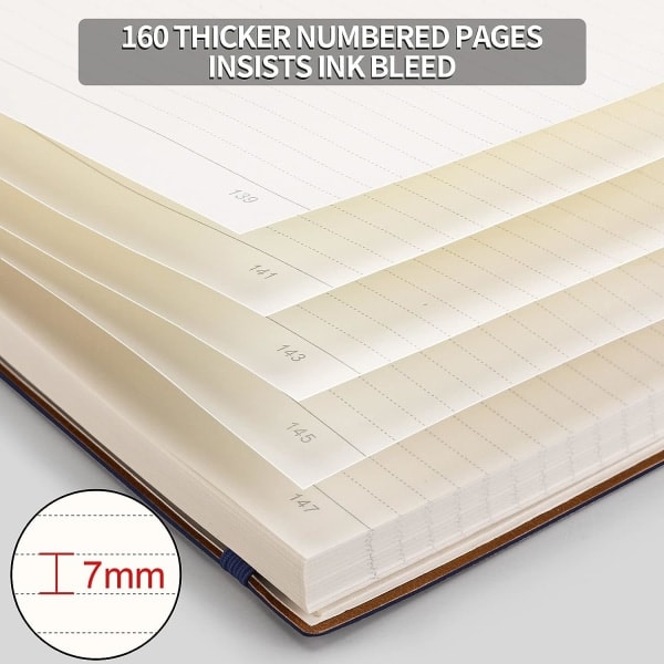 IC Fodrad journalanteckningsbok - 320 numrerade sidor Stor B5 tjock anteckningsbok för kvinnor, 100 g/m² tjockt college-papper, 7,6'' X 10''-rosa