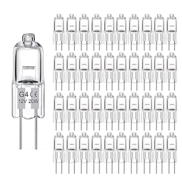 10-pakning G4 halogenpærer 20W 12V – Varmhvitt lys for optimal belysning