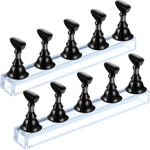 2 Pieces Acrylic Nail Display Stand Nail Tip Practice Holder, Black